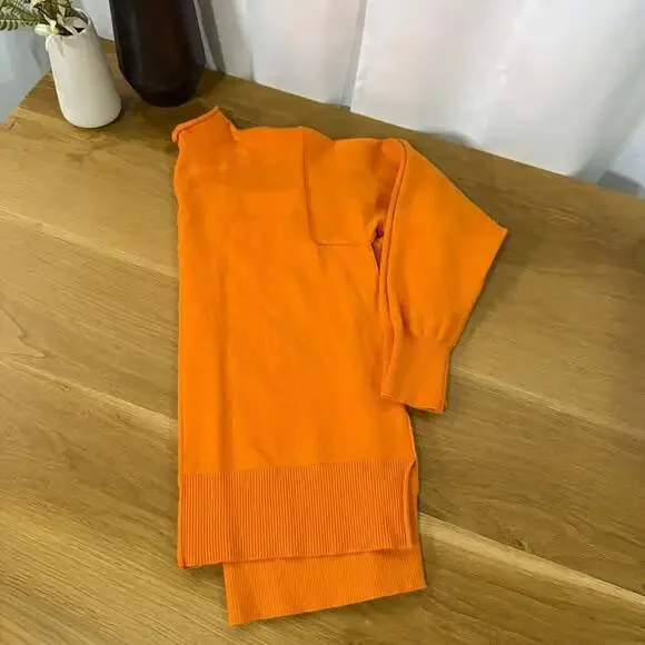 Mock neck long sleeve soft & cozy lounge sweater orange Women’s Medium - Picture 7 of 8